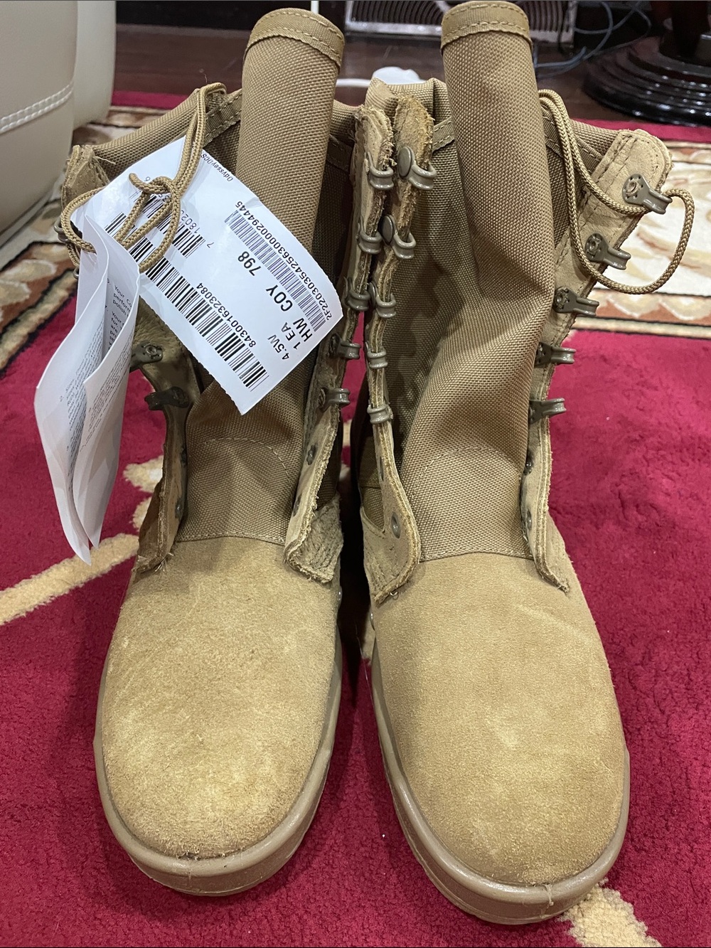 Vibram Unisex Lace-Up Army Combat Boots (Hot Weather) in Desert Tan